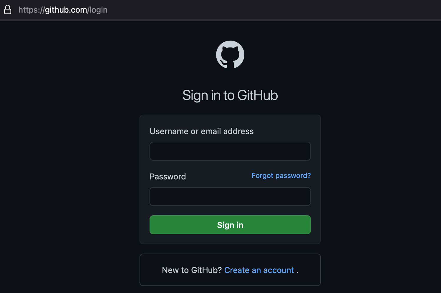 GitHub landing page